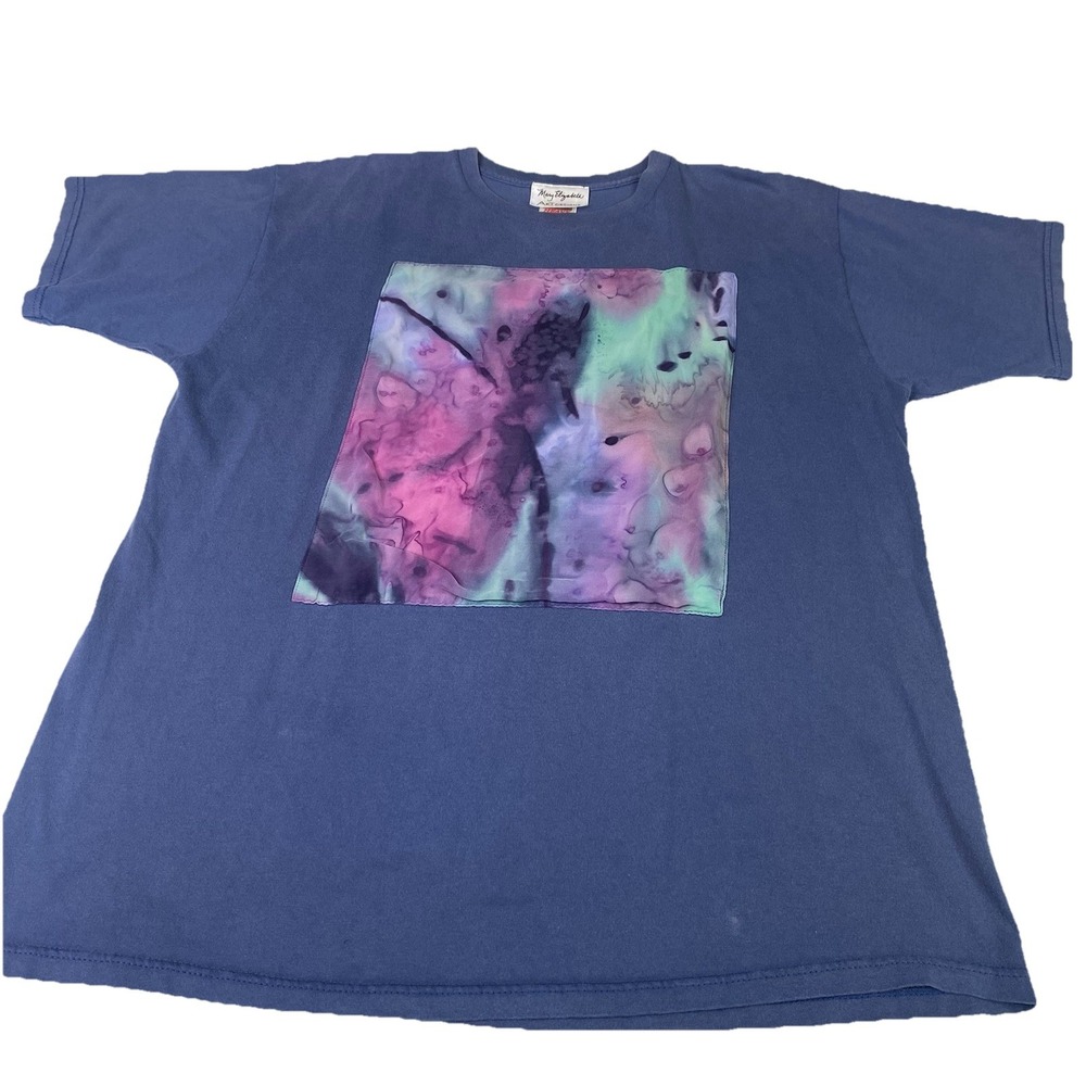 Vintage 90's Mary Elizabeth Abstract‎ Art T-Shirt Sz XL Blue Faded